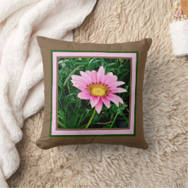 PINK DAISY ON COCOA BROWN BACKGROUND KUSSEN