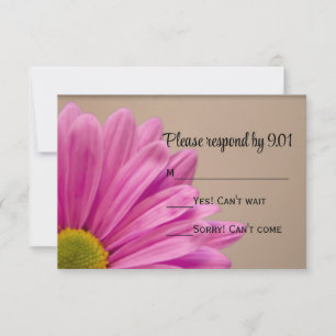 Pink Daisy on Tan Wedding RSVP Response Kaart