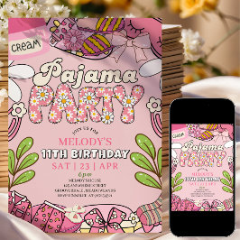 Pink Daisy Pajama Party Birthday  Kaart