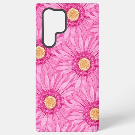 Pink daisy pattern - large samsung galaxy hoesje (Achterkant)