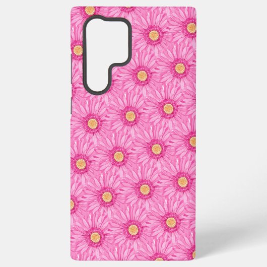 Pink daisy pattern  samsung galaxy hoesje (Achterkant)