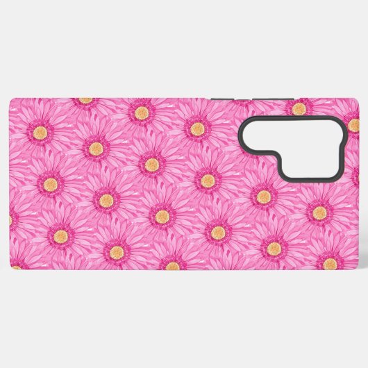 Pink daisy pattern  samsung galaxy hoesje (Achterkant horizontaal)