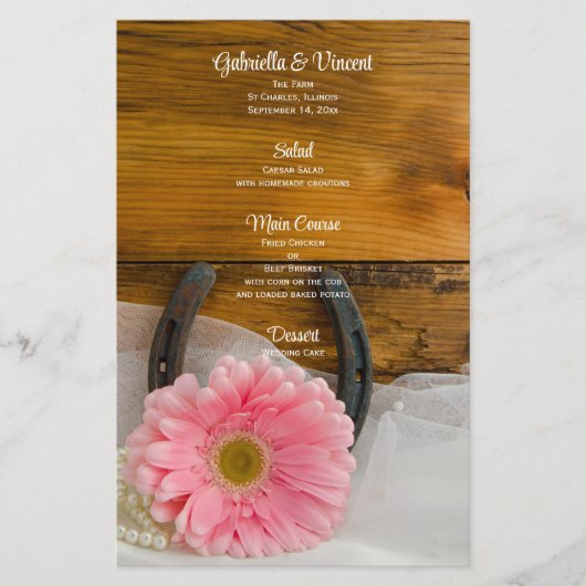 Pink Daisy Pearls Hoefijzer Country Weddenschap Me (Voorkant)