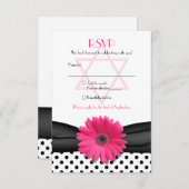 Pink Daisy Polka Dot Bat Mitzvah Reply Kaart (Voorkant / Achterkant)
