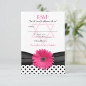 Pink Daisy Polka Dot Bat Mitzvah Reply Kaart (Staand voorkant)