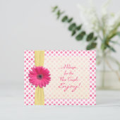 Pink Daisy Polka Dot Recept Kaart voor nieuw paar (Staand voorkant)