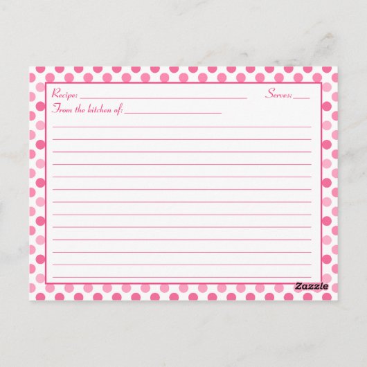 Pink Daisy Polka Dot Recept Kaart voor nieuw paar (Achterkant)