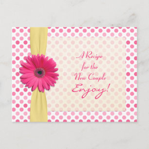 Pink Daisy Polka Dot Recept Kaart voor nieuw paar
