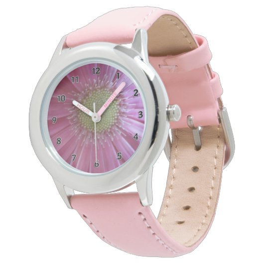 Pink Daisy Princess Horloge (Gekanteld)