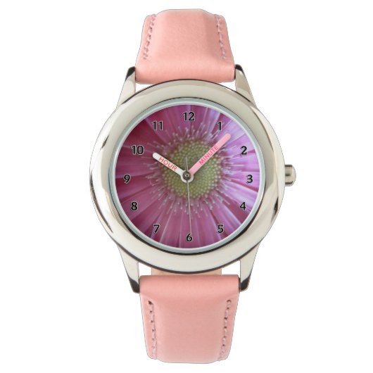 Pink Daisy Princess Horloge (Voorkant)