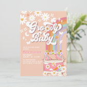 Pink Daisy Rainbow Hippie Groovy Van Baby shower Kaart (Staand voorkant)