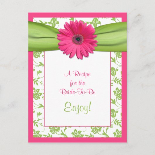 Pink Daisy Recept Kaart voor de bruid te zijn (Voorkant)