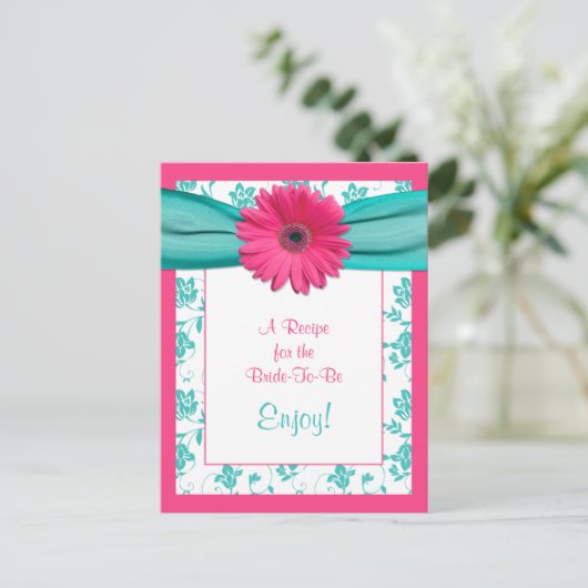 Pink Daisy Recept Kaart voor de bruid te zijn (Staand voorkant)