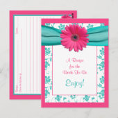 Pink Daisy Recept Kaart voor de bruid te zijn (Voorkant / Achterkant)