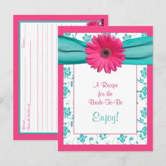 Pink Daisy Recept Kaart voor de bruid te zijn (Voorkant / Achterkant)