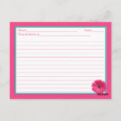 Pink Daisy Recept Kaart voor de bruid te zijn (Achterkant)