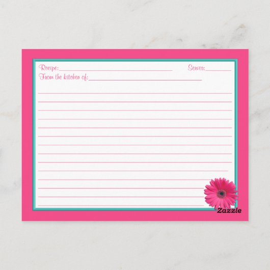 Pink Daisy Recept Kaart voor de bruid te zijn (Achterkant)