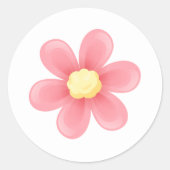 Pink Daisy Round Sticker - Cute Floral Custom (Voorkant)