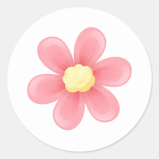 Pink Daisy Round Sticker - Cute Floral Custom (Voorkant)