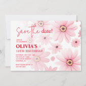 Pink Daisy Save the Date Kind Kaart (Voorkant)