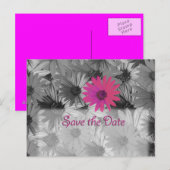 Pink Daisy Sla de datum op Aankondigingskaart (Voorkant / Achterkant)