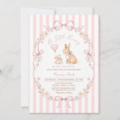 Pink Daisy Striped Bunny Baby Shower Kaart (Voorkant)