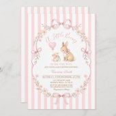 Pink Daisy Striped Bunny Baby Shower Kaart (Voorkant / Achterkant)