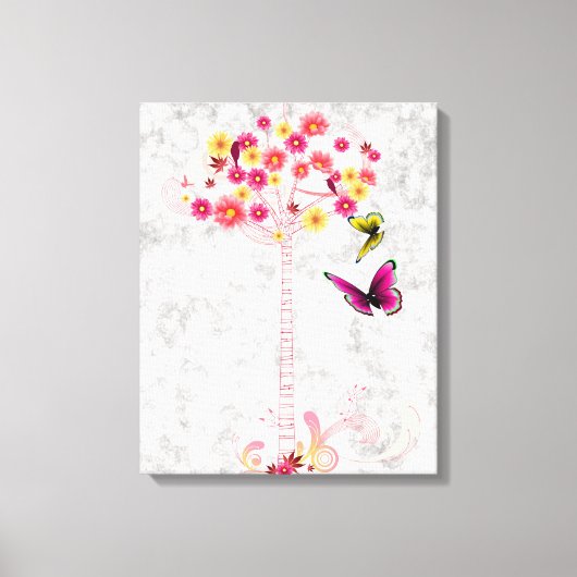 Pink Daisy Tree Canvas Afdruk (Voorkant)
