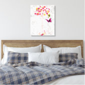 Pink Daisy Tree Canvas Afdruk (Insitu (Slaapkamer))