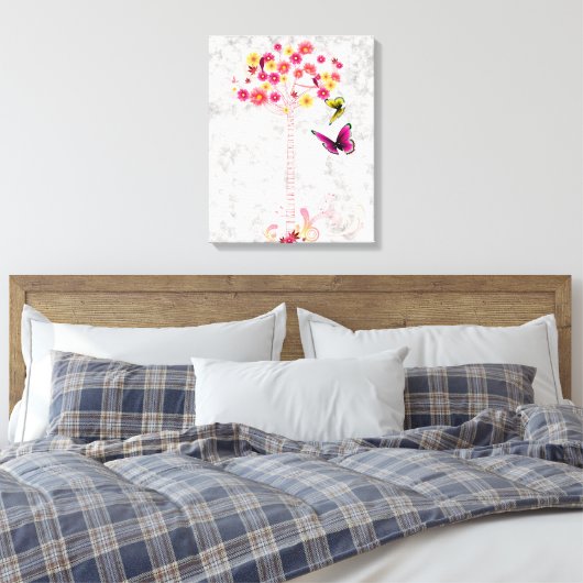 Pink Daisy Tree Canvas Afdruk (Insitu (Slaapkamer))
