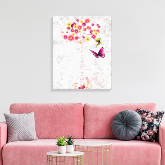 Pink Daisy Tree Canvas Afdruk (Insitu (Woonkamer))