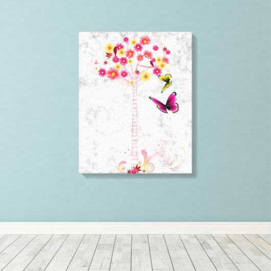 Pink Daisy Tree Canvas Afdruk (Insitu (Houten vloer))