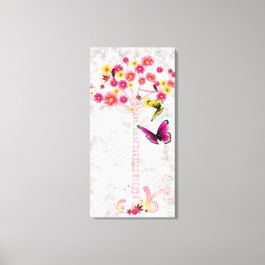Pink Daisy Tree Canvas Afdruk (Voorkant)