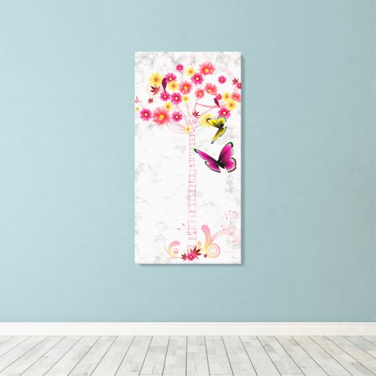 Pink Daisy Tree Canvas Afdruk (Insitu (Houten vloer))