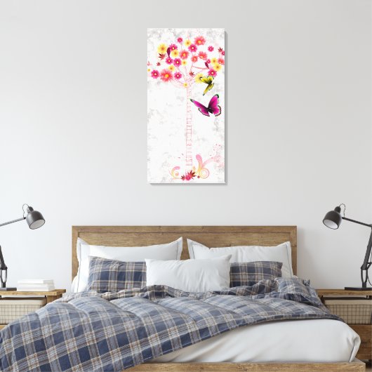 Pink Daisy Tree Canvas Afdruk (Insitu (Slaapkamer))