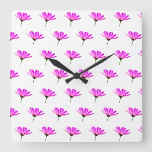Pink Daisy Vierkante Klok