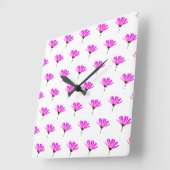 Pink Daisy Vierkante Klok (Hoek)