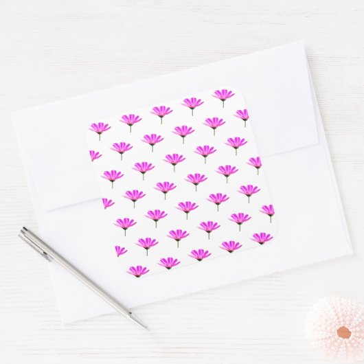 Pink Daisy Vierkante Sticker (Envelop)