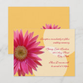 Pink Daisy Wedding Kaart (Voorkant / Achterkant)