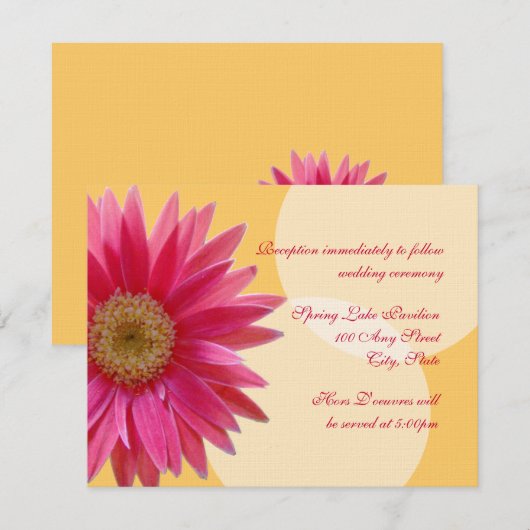 Pink Daisy Wedding Kaart (Voorkant / Achterkant)