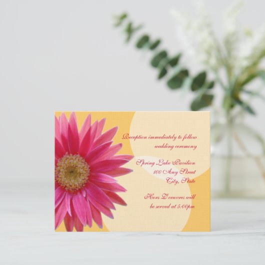 Pink Daisy Wedding Kaart (Staand voorkant)