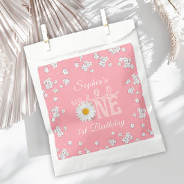 Pink Daisy Wild One 1st Birthday  Bedankzakje