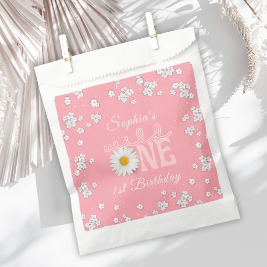 Pink Daisy Wild One 1st Birthday  Bedankzakje