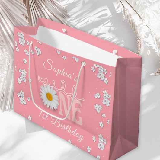 Pink Daisy Wild One 1st Birthday  Groot Cadeauzakje