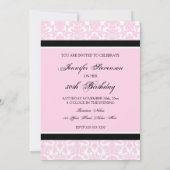 Pink Damask 30th Birthday Party Invitations Kaart (Achterkant)
