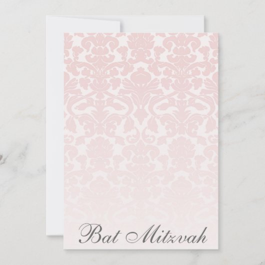 Pink Damask Bat Mitzvah uitnodiging (Voorkant)