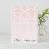 Pink Damask Bat Mitzvah uitnodiging (Staand voorkant)