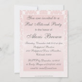 Pink Damask Bat Mitzvah uitnodiging (Achterkant)