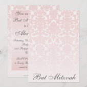 Pink Damask Bat Mitzvah uitnodiging (Voorkant / Achterkant)