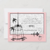 Pink Damask Bird Cage Weddenschap Save the Date Kaart (Achterkant)